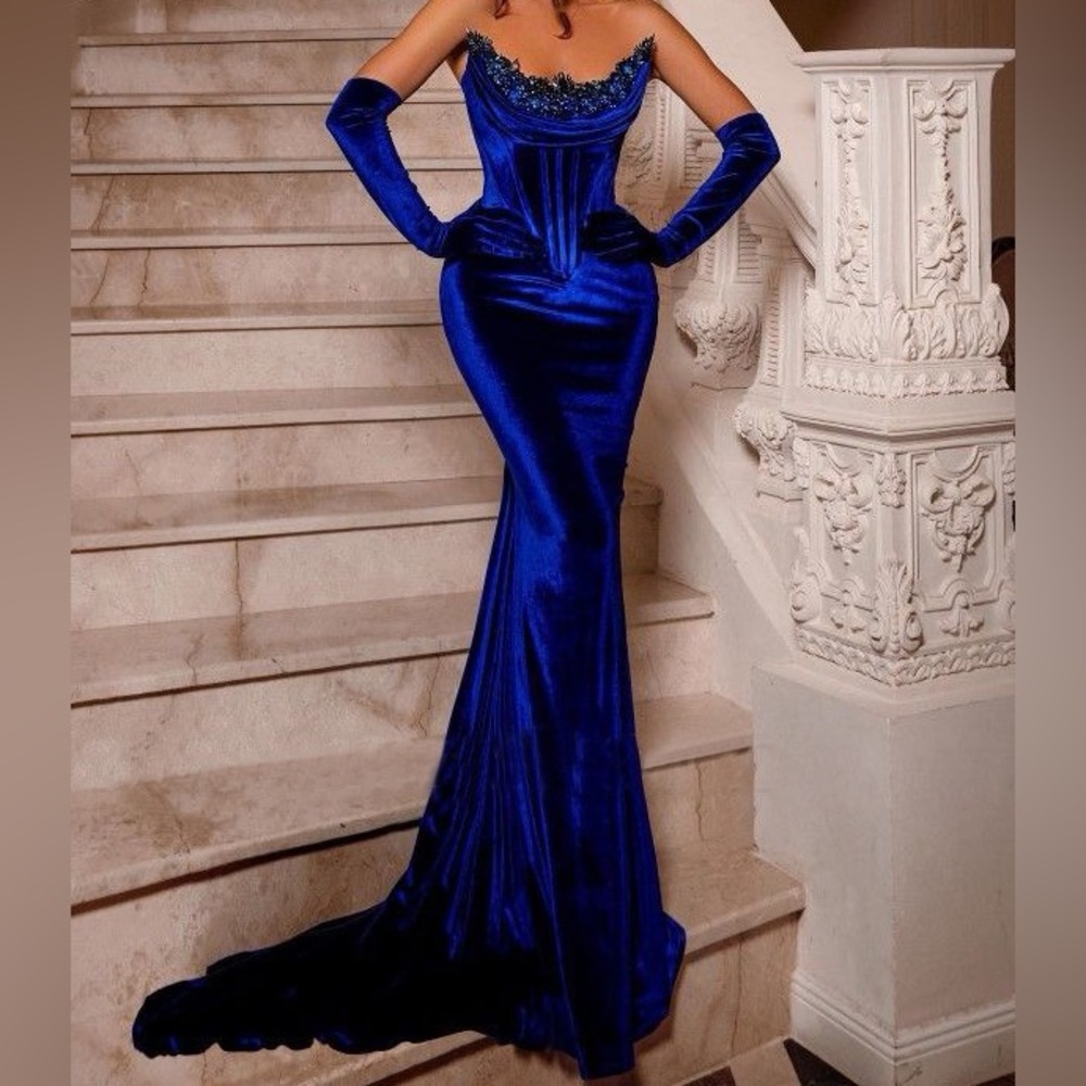 Dark Blue Velvet Dress